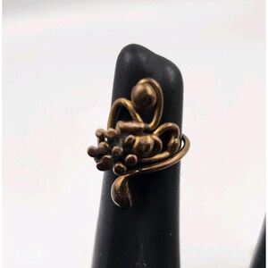 Vintage Modernist Abstract Wrap Ring Gold Tone Brutalist Style Statement Ring